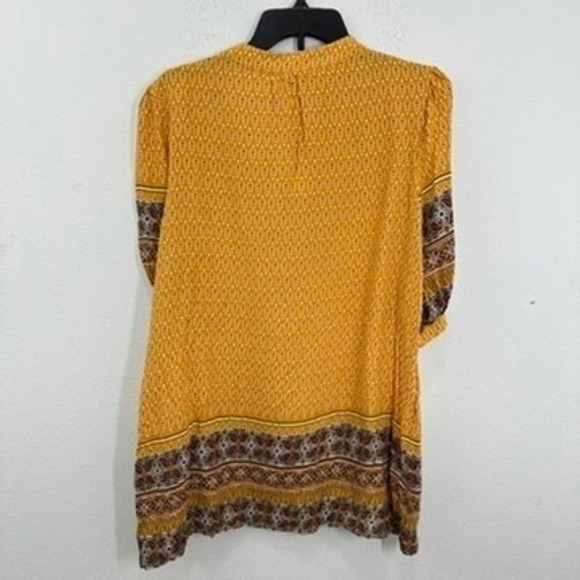 Weekend Suzanne Betro Boho Tunic Top Size L Elbow Flounce‎ Notch Neck Casual NWT - Picture 10 of 10
